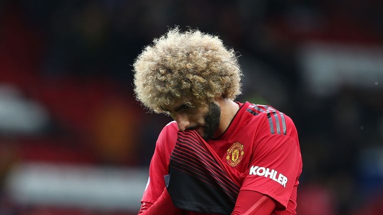 Marouane Fellaini of Manchester United walks off after the Premier League match between Manchester United and Wolverhampton Wanderers