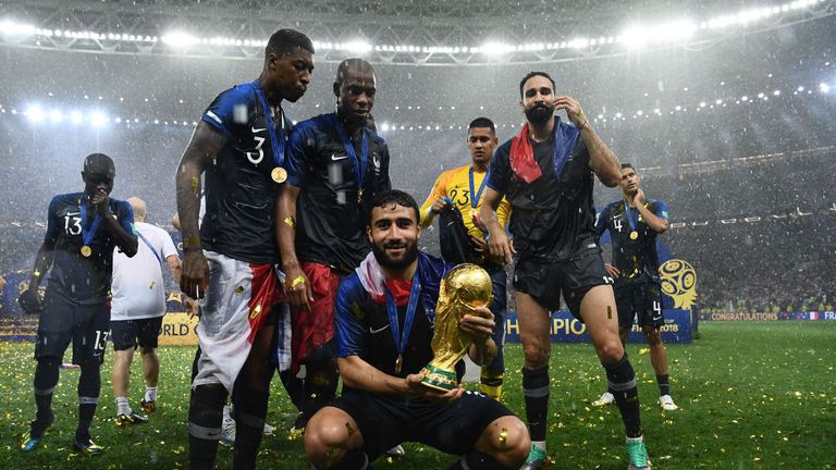 Nabil Fekir poses with the World Cup after the final