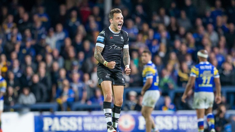 Toronto's Gareth O'Brien celebrates kicking a drop-goal to give his side victory