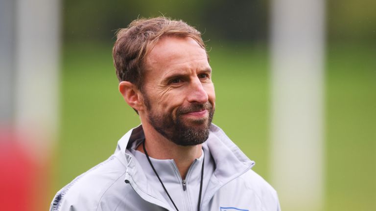 Gareth Southgate during an England training session at St Georges Park
