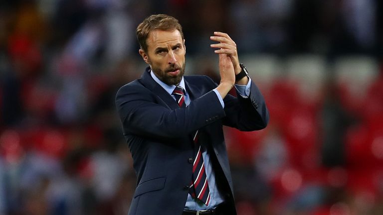 Gareth Southgate, Manager of England applauds fans after the UEFA Nations League A group four match between England and Spain at Wembley Stadium on September 8, 2018 in London, United Kingdom. 
