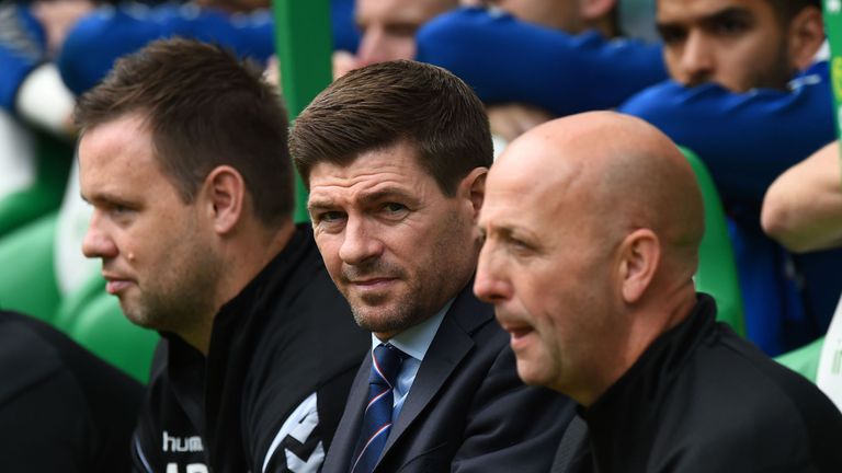 Steven Gerrard was beaten in his first Old Firm derby on Sunday