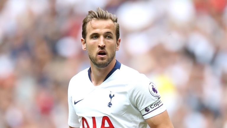 Harry Kane pictured playing for Tottenham v Liverpool at Wembley
