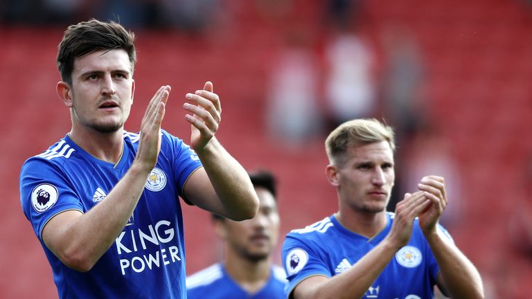Leicester&#39;s Harry Maguire applauds away fans at Southampton