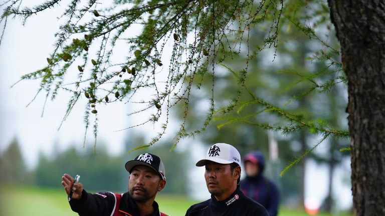 plays a shot during the first round of the  Omega European Masters at Crans-sur-Sierre Golf Club on September 6, 2018 in Crans-Montana, Switzerland.