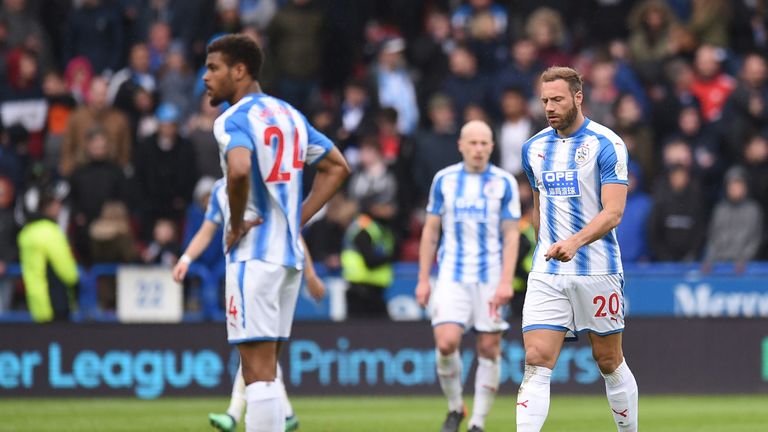 Huddersfield have the fewest goals scored (2) and worst goal difference (-9) in the Premier League