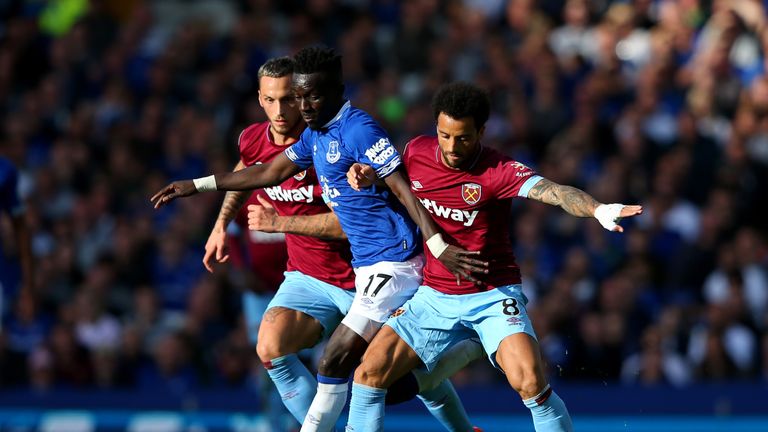 Idrissa Gueye was crowded out by West Ham's new-look three-man midfield