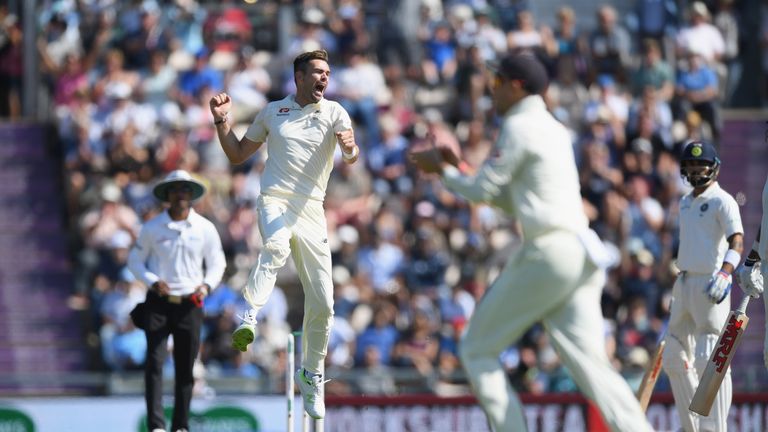 James Anderson during the 4th Specsavers Test Match between England and India at The Ageas Bowl on September 2, 2018 in Southampton, England.