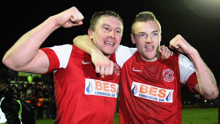 Jamie Vardy's career started at Stocksbridge Park Steels before moving to Halifax, Fleetwood (pictured) and then Leicester