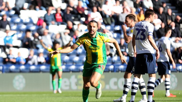 West Brom's Jay Rodriguez celebrates after making it 1-0