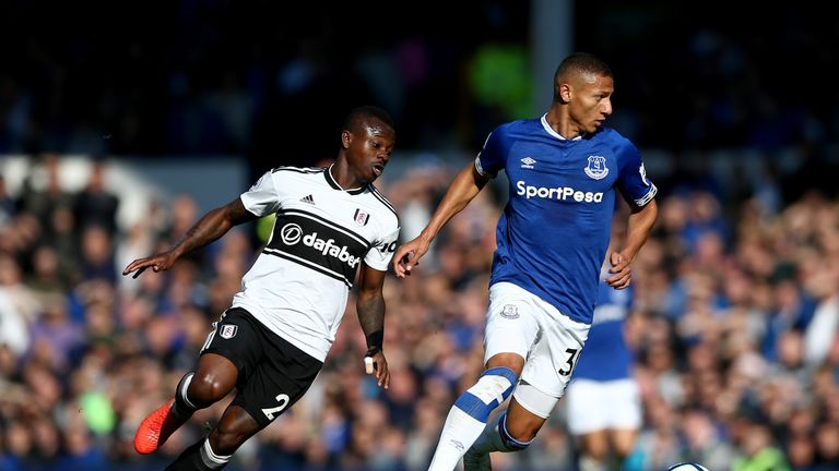 Jean Michael Seri looks to keep pace with Richarlison at Goodison Park