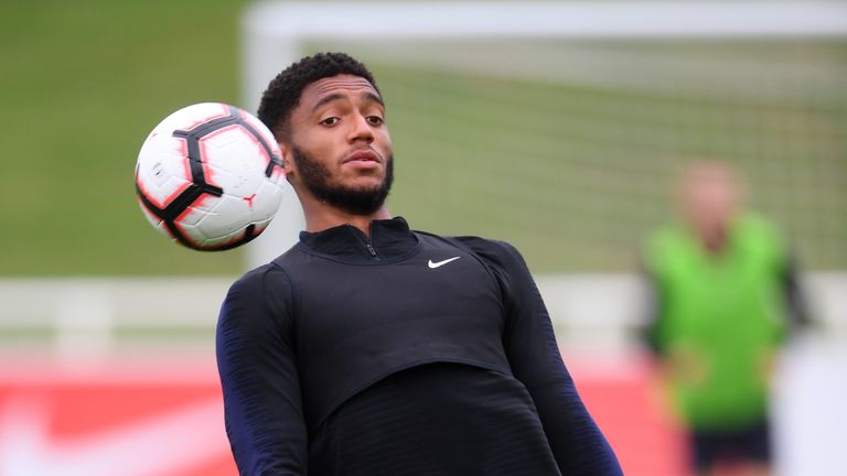 Joe Gomez in action during England training