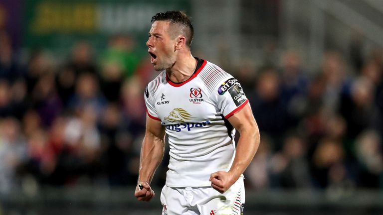 Ulster's John Cooney celebrates at the final whistle after kicking the match-winning penalty

