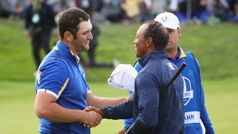 Rahm made his Ryder Cup debut in 2018 and beat Tiger Woods to win his first point