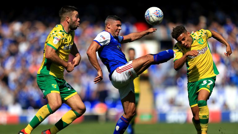  during the Sky Bet Championship match between Ipswich Town and Norwich City at Portman Road on September 2, 2018 in Ipswich, England.