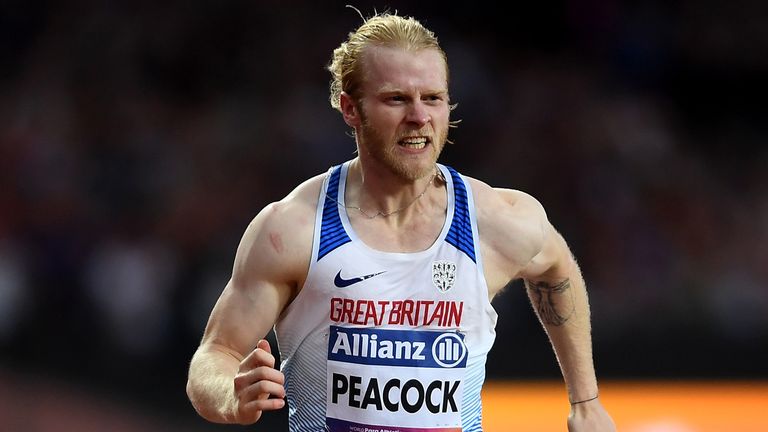 Jonnie Peacock of Great Britain crosses the line to win the Men&#39;s 100m T44 Final during day three of the IPC World ParaAthletics Championships 2017 at the London Stadium on July 16, 2017 in London, England.