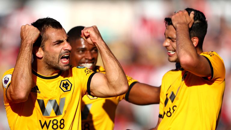 Wolves' Jonny Castro Otto celebrates scoring their second goal of the game