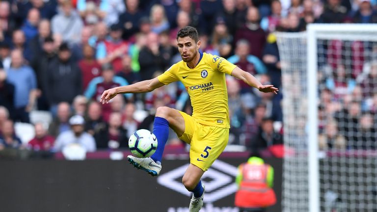 Chelsea's Jorginho in action against West Ham