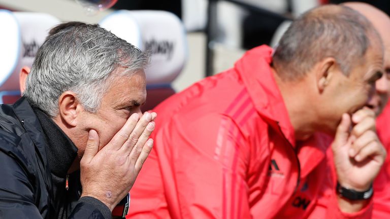 Jose Mourinho before kick-off during at the London Stadium