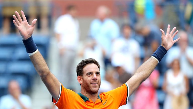 Juan Martin del Potro of Argentina celebrates at match point during the men's singles quarter-final match against John Isner of The United States on Day Nine of the 2018 US Open at the USTA Billie Jean King National Tennis Center on September 4, 2018 in the Flushing neighborhood of the Queens borough of New York City