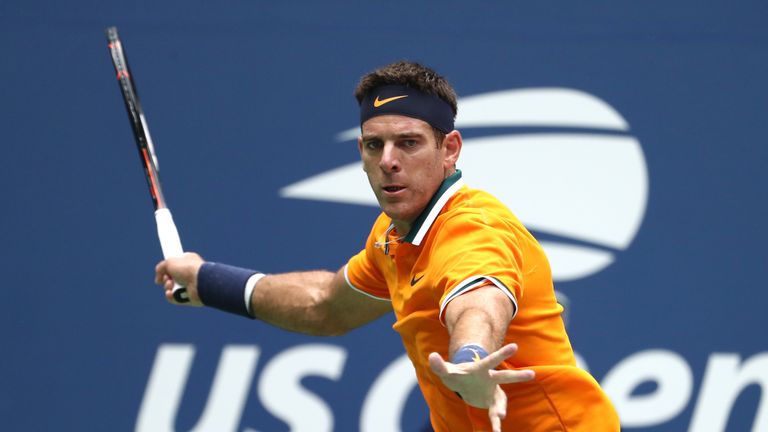 Juan Martin del Potro of Argentina returns the ball during his men's singles semi-final match against Rafael Nadal of Spain on Day Twelve of the 2018 US Open at the USTA Billie Jean King National Tennis Center on September 7, 2018 in the Flushing neighborhood of the Queens borough of New York City