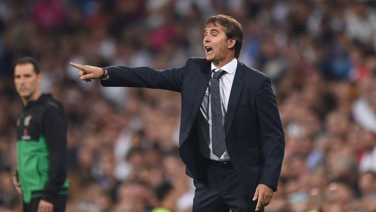 Julen Lopetegui signals to his players during Real's win