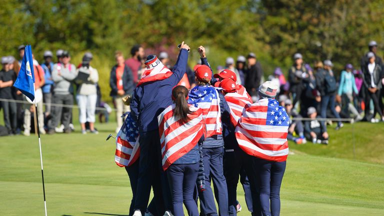 during the singles on day two of the 2018 Junior Ryder Cup at Disneyland Paris on September 25, 2018 in Paris, France.
