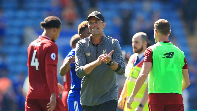 Jurgen Klopp during the Premier League match between Leicester City and Liverpool FC at The King Power Stadium on September 1, 2018 in Leicester, United Kingdom.