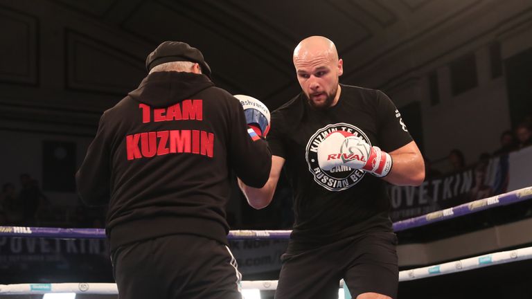 Kuzmin, unbeaten in 12 fights, smashes the pads