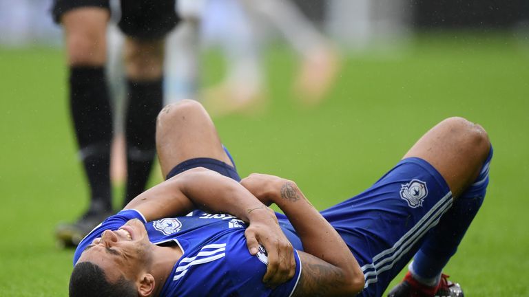 Lee Peltier was stretchered off with what Cardiff boss Neil Warnock believes to be a dislocated shoulder