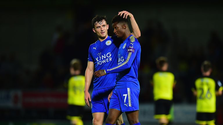 Ben Chilwell congratulates Demarai Gray