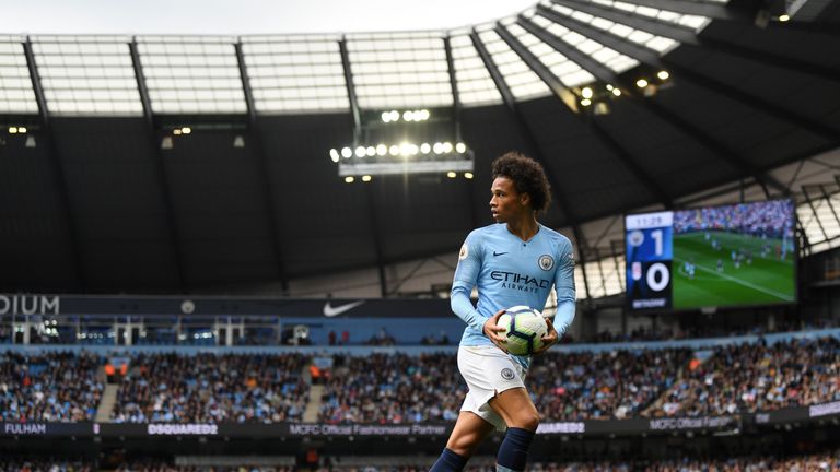  during the Premier League match between Manchester City and Fulham FC at Etihad Stadium on September 15, 2018 in Manchester, United Kingdom.