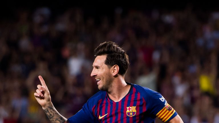 Lionel Messi celebrates his goal