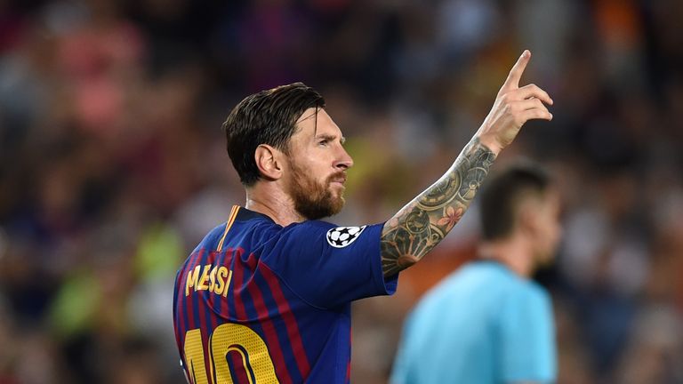 Lionel Messi during the Group B match of the UEFA Champions League between FC Barcelona and PSV at Camp Nou on September 18, 2018 in Barcelona, Spain.