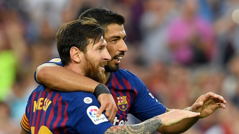 Barcelona Huesca Lionel Messi Luis Suarez