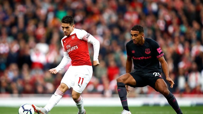 Lucas Torreira during the Premier League match between Arsenal FC and Everton FC at Emirates Stadium on September 23, 2018 in London, United Kingdom.