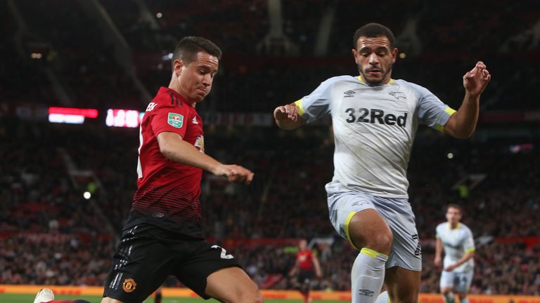 Third Round match between Manchester United and Derby County at Old Trafford on September 25, 2018 in Manchester, England.