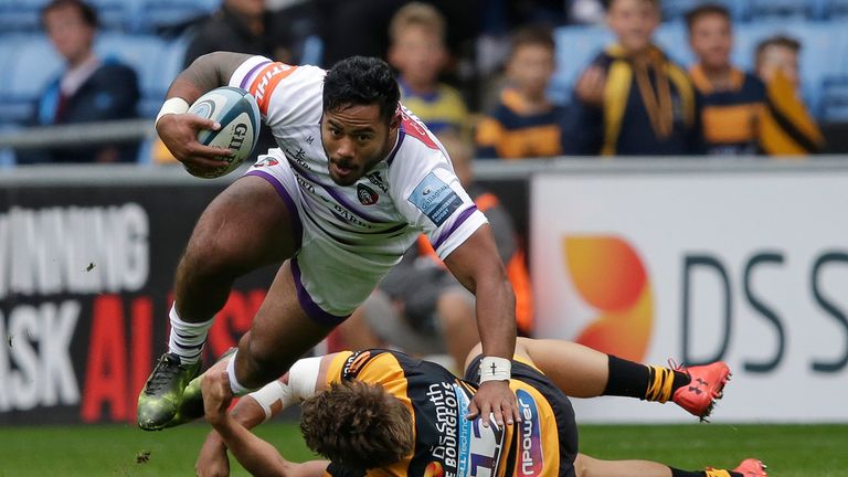 Manu Tuilagi on the attack for Leicester Tigers against Wasps