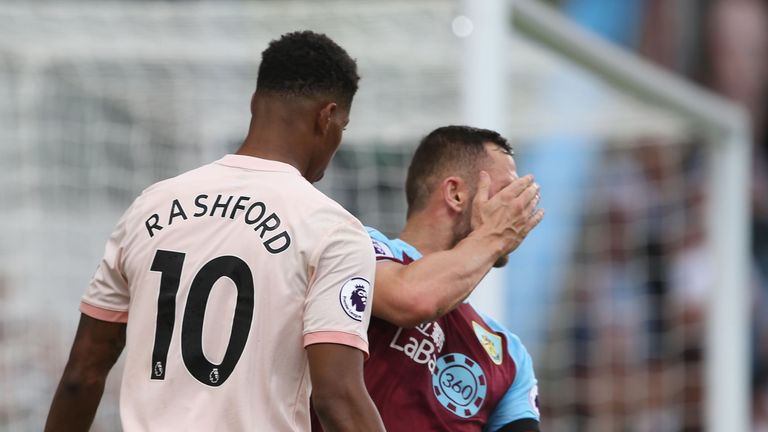 Marcus Rashford and Phil Bardsley clashed