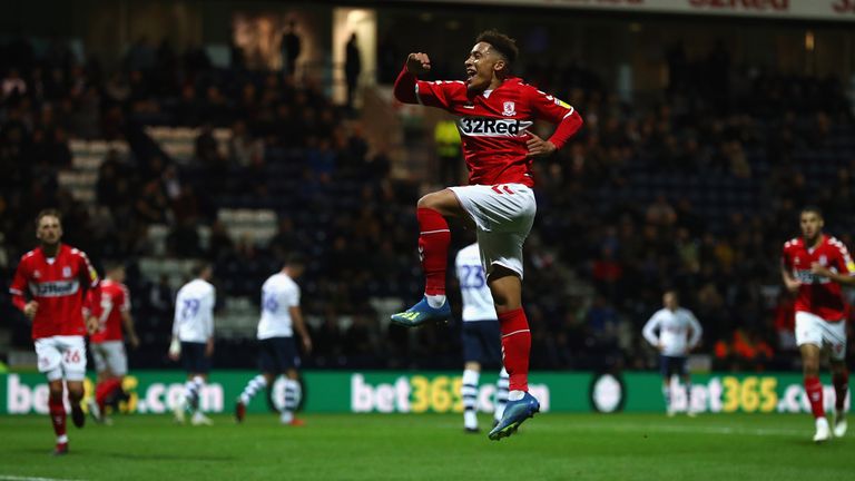 during the Carabao Cup Third Round match between Preston North End and Middlesbrough at Deepdale on September 25, 2018 in Preston, England.