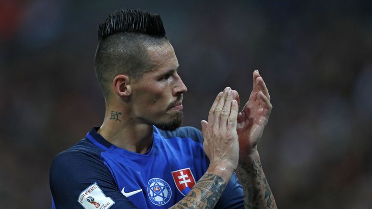 Marek Hamsik featured for Slovakia in the easy win.