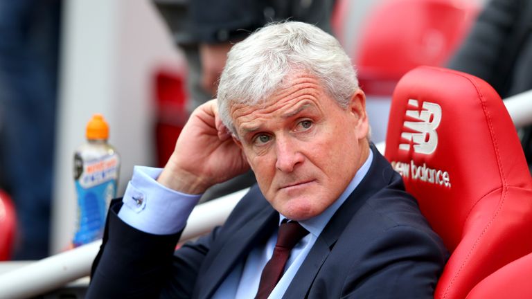 Mark Hughes during the Premier League match between Liverpool FC and Southampton FC at Anfield on September 22, 2018 in Liverpool, United Kingdom.