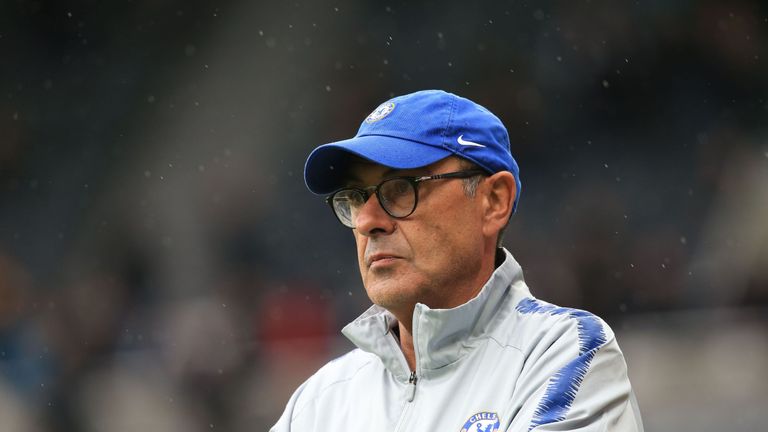 Maurizio Sarri on the touchlines with Chelsea