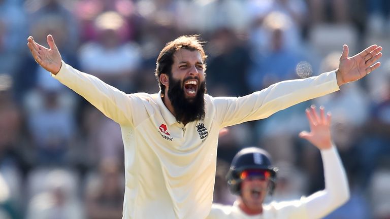 Moeen Ali celebrates during England's fourth Test against India