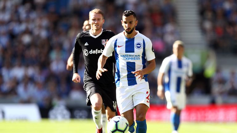 Montoya in action for Brighton during their 2-2 draw with Fulham