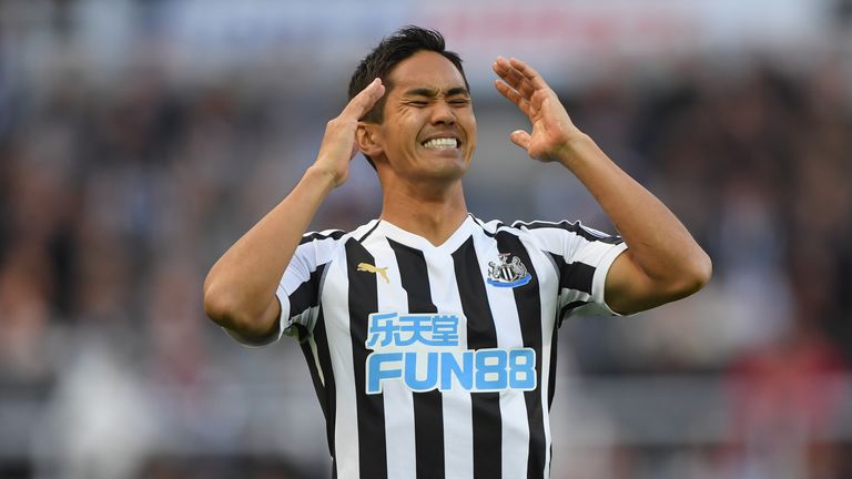 Muto of Newcastle reacts during the Premier League match between Newcastle United and Leicester City 
