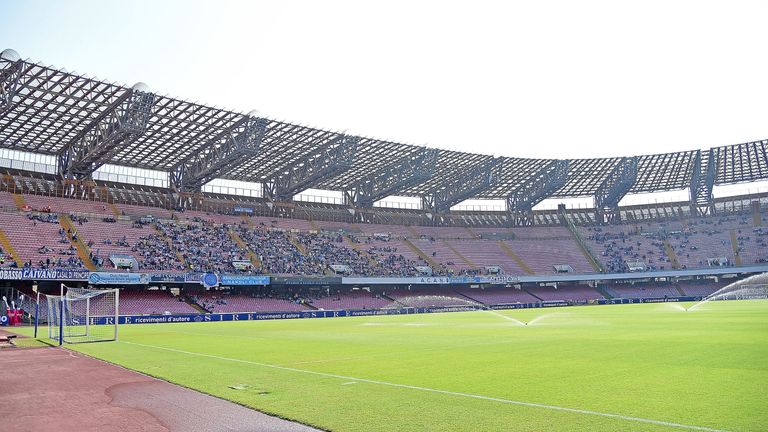 during the Serie A match betweenSSC Napoli and Cagliari Calcio at Stadio San Paolo on October 1, 2017 in Naples, Italy.