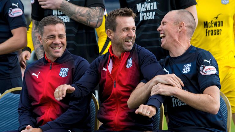 Dundee manager Neil McCann (centre) brought in former Livingston player/manager Kenny Miller to boost his club's striking options in the transfer window