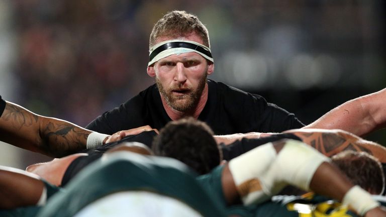 New Zealand's Kieran Read preparing for a scrum in a Rugby Championship match against South Africa