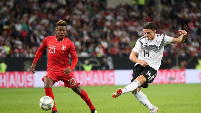  during the International Friendly match between Germany and Peru at Rhein-Neckar-Arena on September 9, 2018 in Sinsheim, Germany.